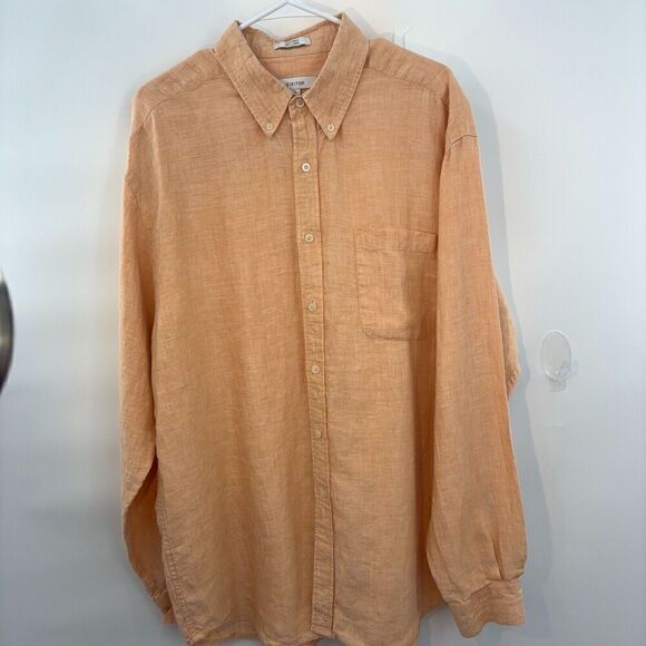Visitor  Linen Long Sleeve Men’s Shirt Pale Salmon Color Made In Canada Size XL - Picture 5 of 8